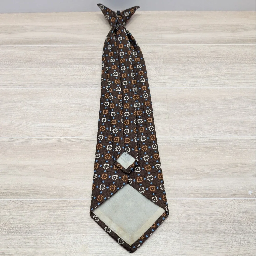 Vintage Kids Brown Floral Clip On Necktie Boys Dress Up Special Occasion